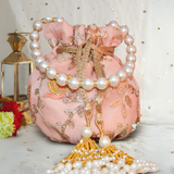 Jashn Organza Peach Potli