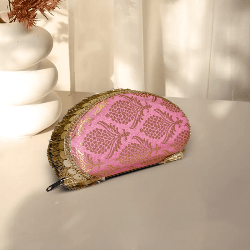 Banarasi Silk Sunglasses Case | Pink - ArtFlyck