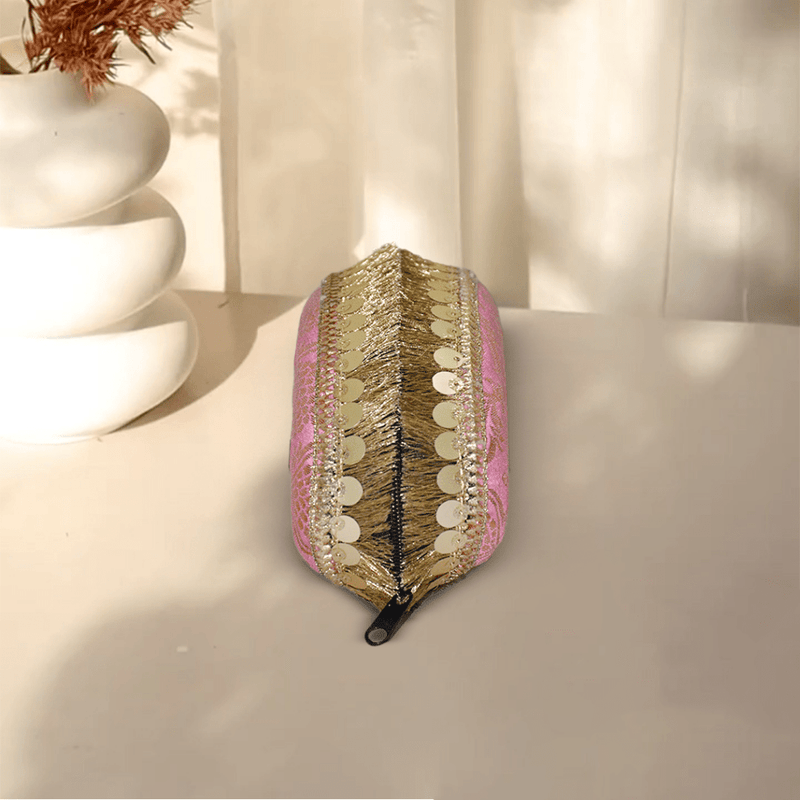 Banarasi Silk Sunglasses Case | Pink - ArtFlyck