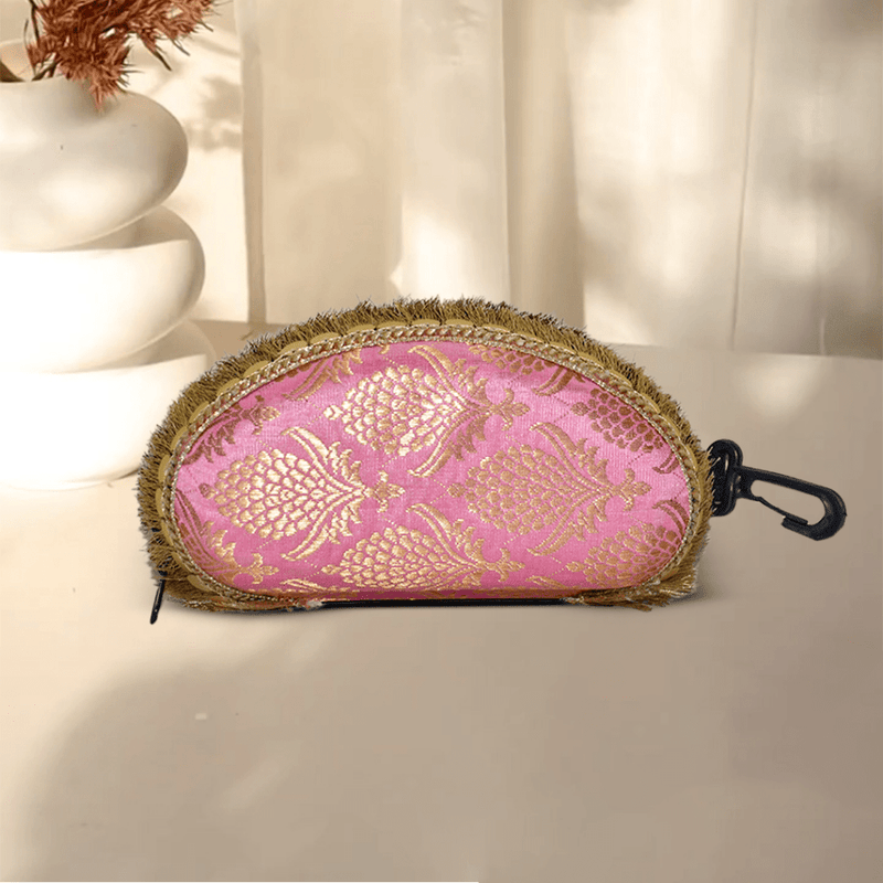 Banarasi Silk Sunglasses Case | Pink - ArtFlyck