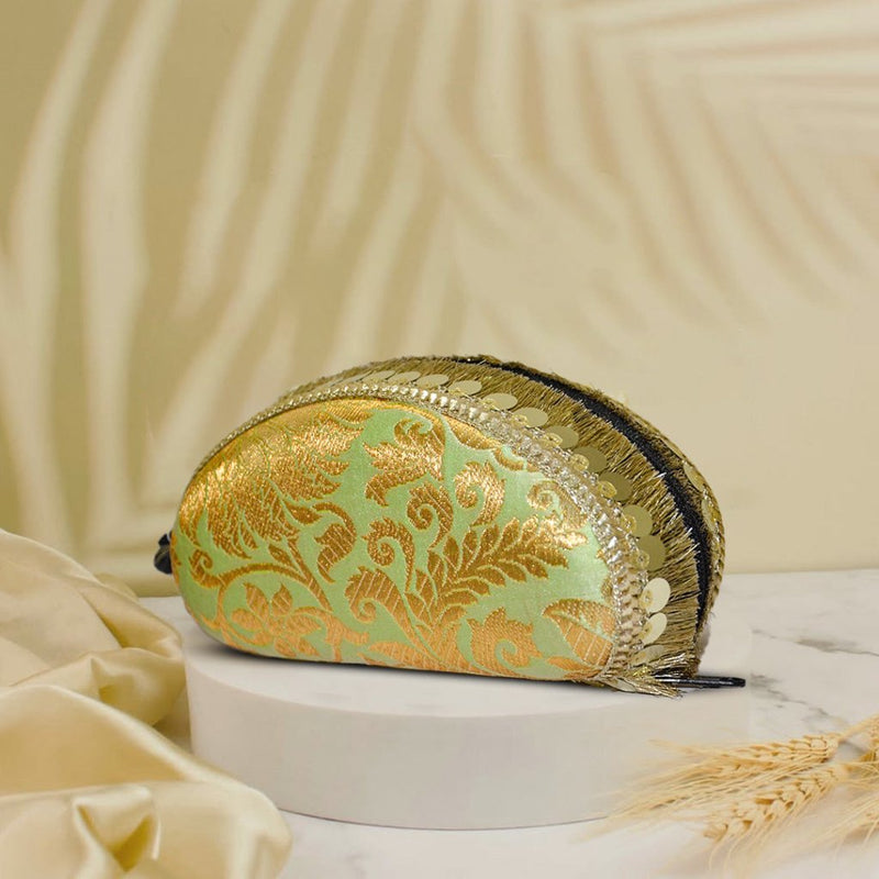 Banarasi Silk Sunglasses Case | pistachio - ArtFlyck