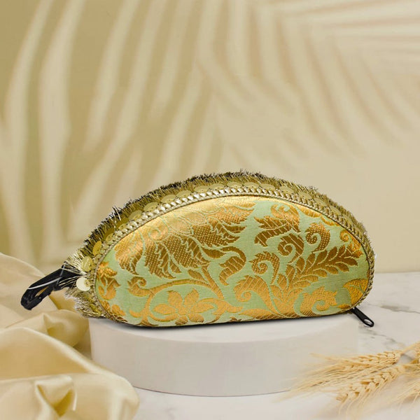 Banarasi Silk Sunglasses Case | pistachio - ArtFlyck