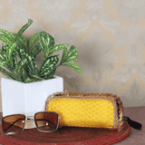 Banarasi Silk Sunglasses Case | Yellow - ArtFlyck