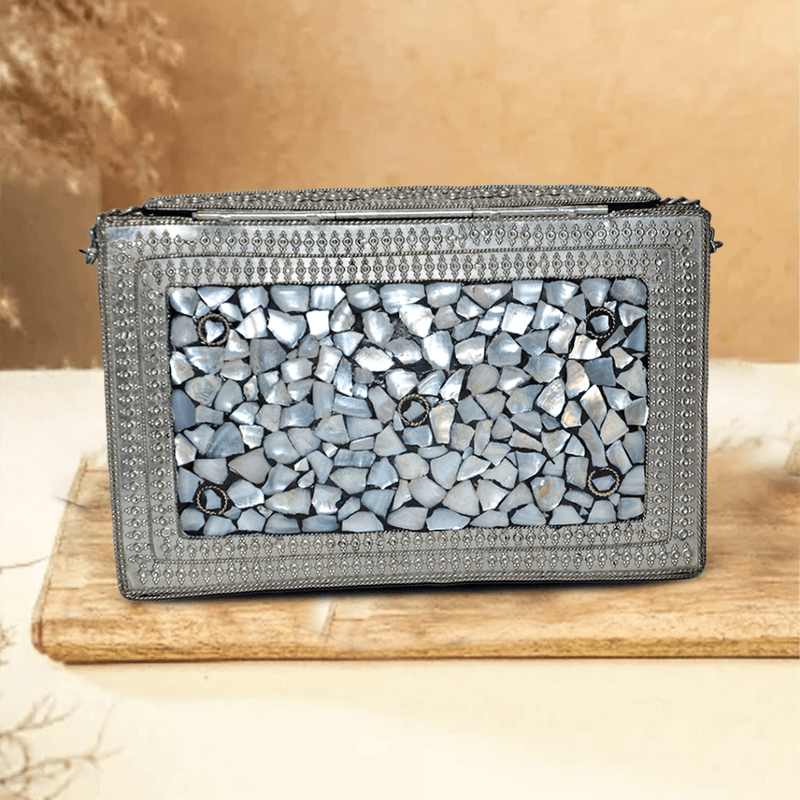 Bohemia Metal Envelope Clutch | Silver - ArtFlyck