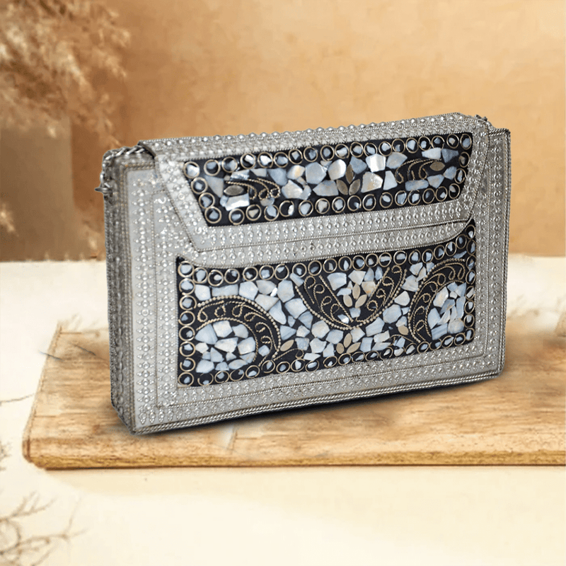 Bohemia Metal Envelope Clutch | Silver - ArtFlyck