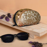 Brocade Silk Mirror Sunglasses Case | Golden - Margenta - ArtFlyck