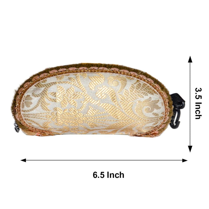 Brocade Silk Mirror Sunglasses Case | Golden - Margenta - ArtFlyck