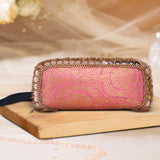 Brocade Silk Sunglasses Case | Pastel Pink - ArtFlyck