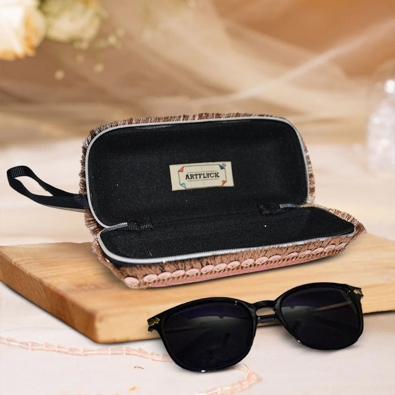 Brocade Silk Sunglasses Case | Pastel Pink - ArtFlyck