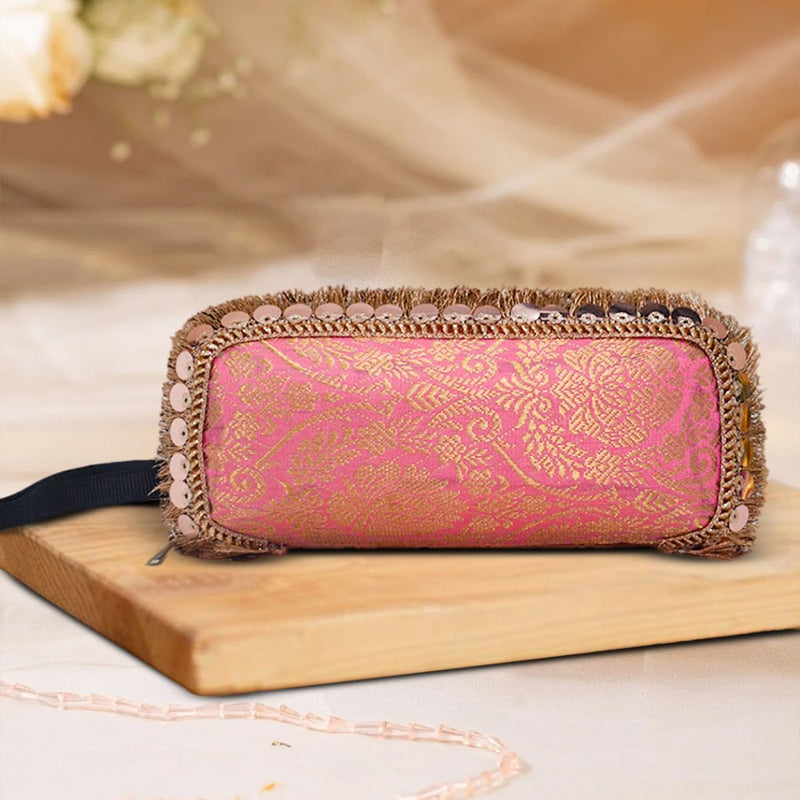 Brocade Silk Sunglasses Case | Pink - Yellow - ArtFlyck