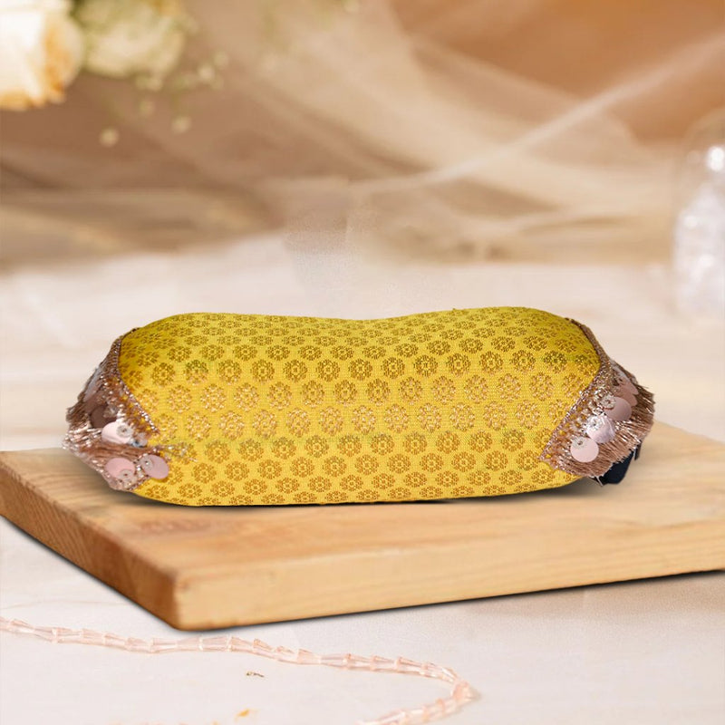 Brocade Silk Sunglasses Case | Yellow - ArtFlyck