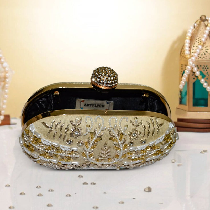 Capsule Zari Clutch | Golden - ArtFlyck