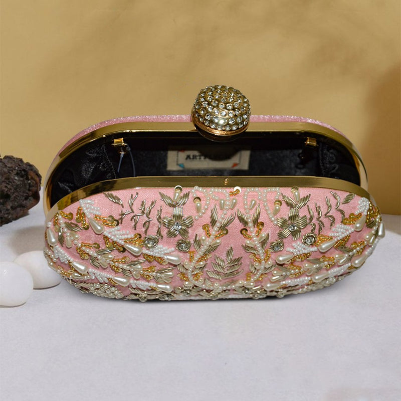 Capsule Zari Clutch | Pink - ArtFlyck