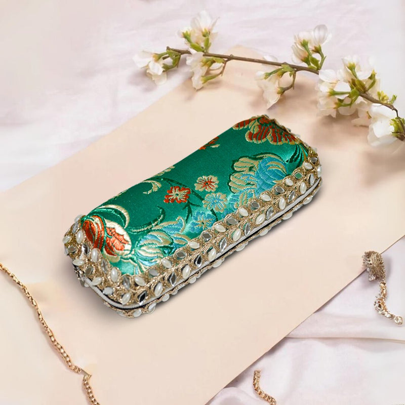 Green Silk Pearl Sunglasses Case - ArtFlyck