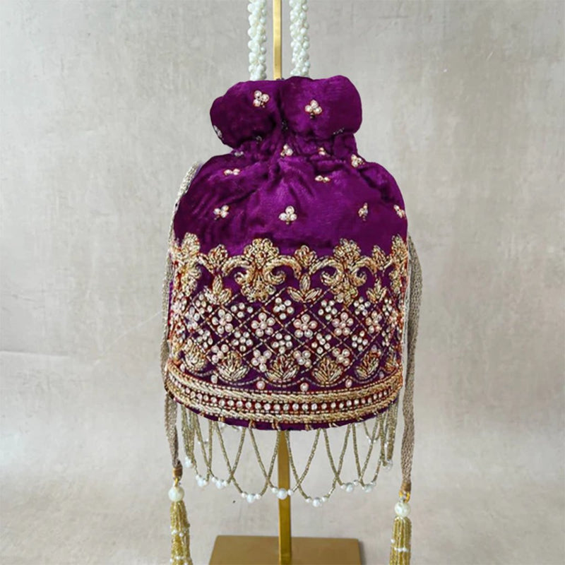 Gulab Purple Potli | Made to Order - ArtFlyck