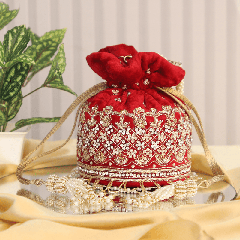 Gulab Red Potli | Made to Order - ArtFlyck