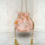 Jashn Organza Peach Potli - ArtFlyck