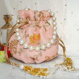 Jashn Organza Peach Potli - ArtFlyck