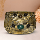 Mosaic Designer Metal Clutch | Golden - ArtFlyck