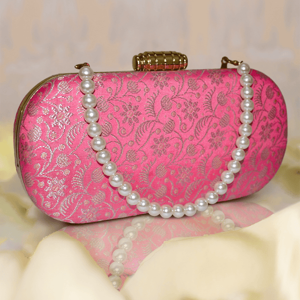 Naaz Banarasi Clutch | Pink - ArtFlyck