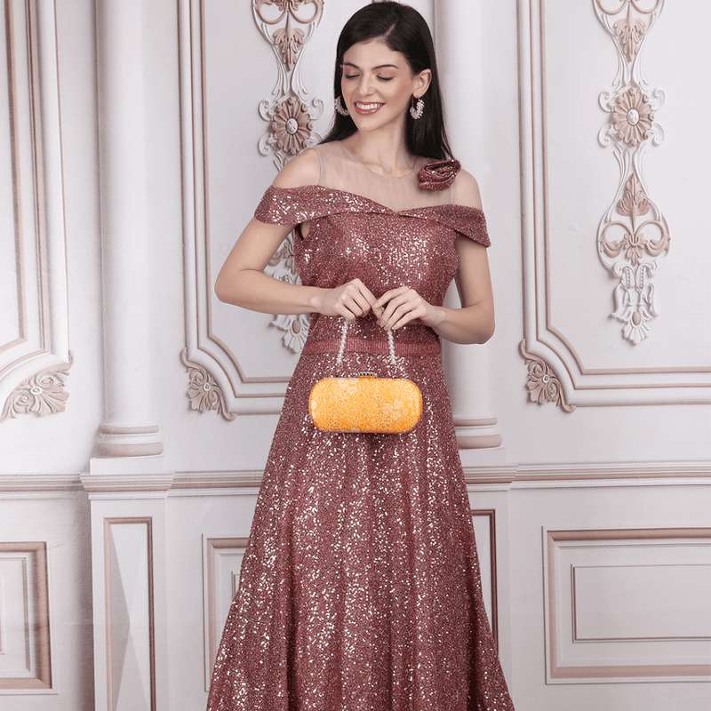 Naaz Banarasi Clutch | Yellow - ArtFlyck