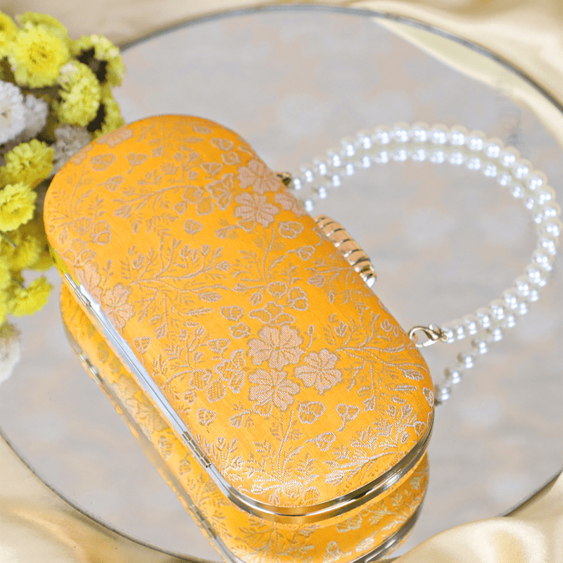 Naaz Banarasi Clutch | Yellow - ArtFlyck