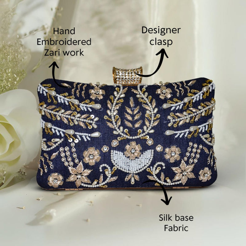 Pillow Zari Clutch | Blue - ArtFlyck