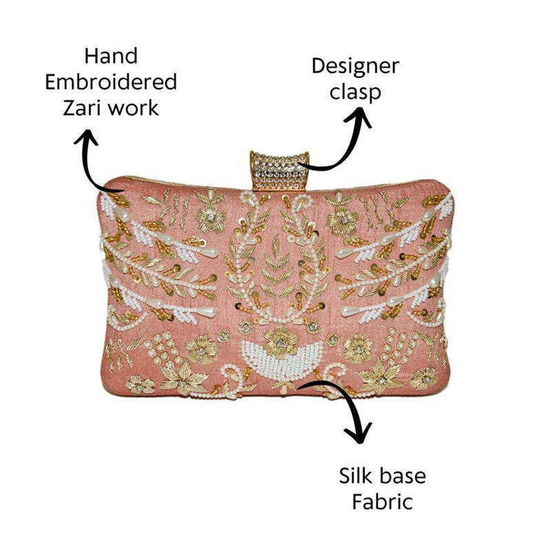 Pillow Zari Clutch | Peach - ArtFlyck