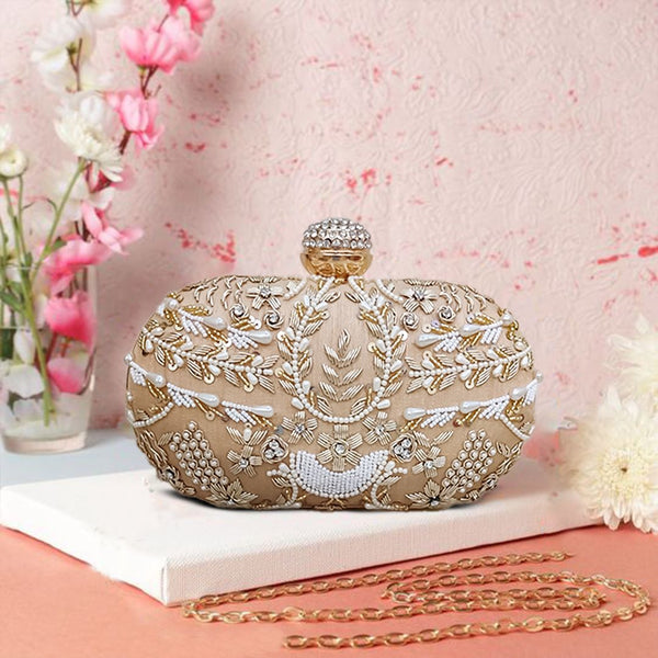 Jewel Rose Gold Clutch Purse Bag With Embroidery Designer - Etsy India |  Rose gold clutch, Bridal clutch purse, Gold clutch purse
